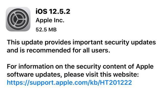 双江苹果手机维修分享iOS12.5.2发布，建议所有老苹果用户安装 